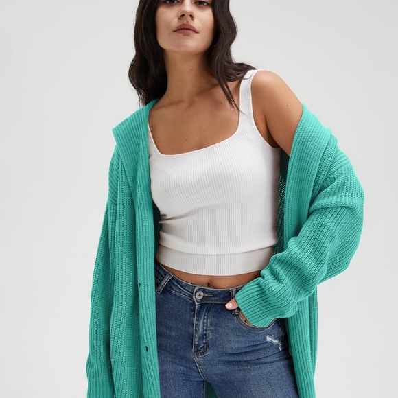 DEEP SELF Women's Long Sleeve Open Front Cardigan 2023 Fall Casual Loose Button - Picture 6 of 6